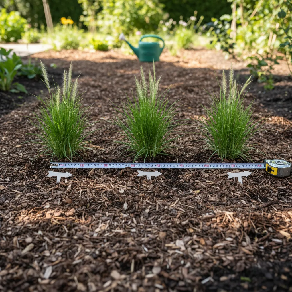 Korrekt gesetzter Pflanzabstand bei hochwachsenden Gräsern für optimalen Sichtschutz – Abstände von 50-70 cm
